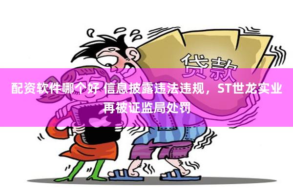 配资软件哪个好 信息披露违法违规，ST世龙实业再被证监局处罚