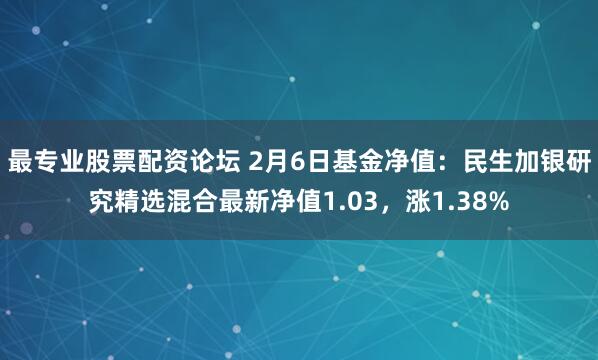 最专业股票配资论坛 2月6日基金净值：民生加银研究精选混合最新净值1.03，涨1.38%