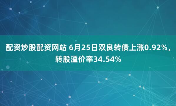 配资炒股配资网站 6月25日双良转债上涨0.92%，转股溢价率34.54%