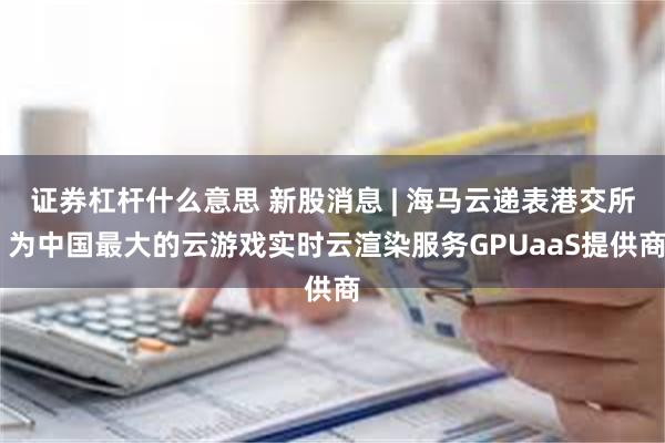 证券杠杆什么意思 新股消息 | 海马云递表港交所 为中国最大的云游戏实时云渲染服务GPUaaS提供商